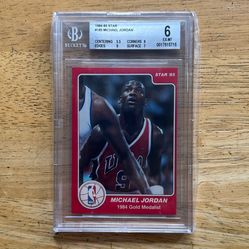 1984 -85 Star Basketball Card#195 Michael Jordan Beckett 6 (EX-MT)