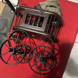 Miniature Baby Metal Vintage Baby Stroller 