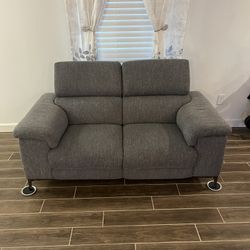 Blake Denim 59” Power Reclining Loveseat with Reclining Headrest and USB