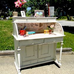 Desk Chalk Paint Distressed Storage Office Bedroom Farmhouse Shabby Chic
