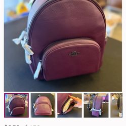 Women's Coach Boysenberry Purple Lth Court Bkpk Backpack