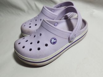 Crocs Crocband Clogs Girls Size Purple Light Lavender Stripe Sz Juniors 1