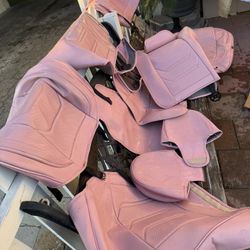 Pink Leather Car Seat Covers – Full Set (Universal Fit)