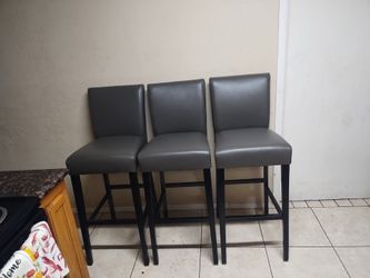 Grey leather barstool