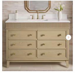 Danby 48 in. Single Sink Freestanding Bathroom Vanity in Platinum Oak with White Engineered Marble Top (Assembled)