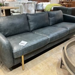 MILAN LEATHER SOFA and CHAIR IN BLACK