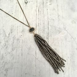 Loft Long Gold Tone Chain Tassel Necklace 