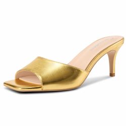 Castamere Gold Kitten Heel Mule Sandals