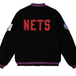 Mitchell & Ness Men's Brooklyn Nets Black Retro Logo HWC Varsity Jacket