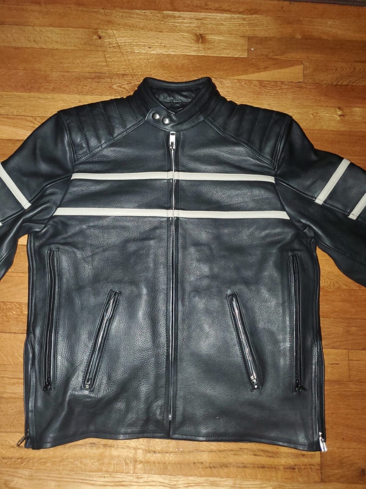 Men’s Black Motorcycle NAKED Natural Premium Quality Leather Jacket