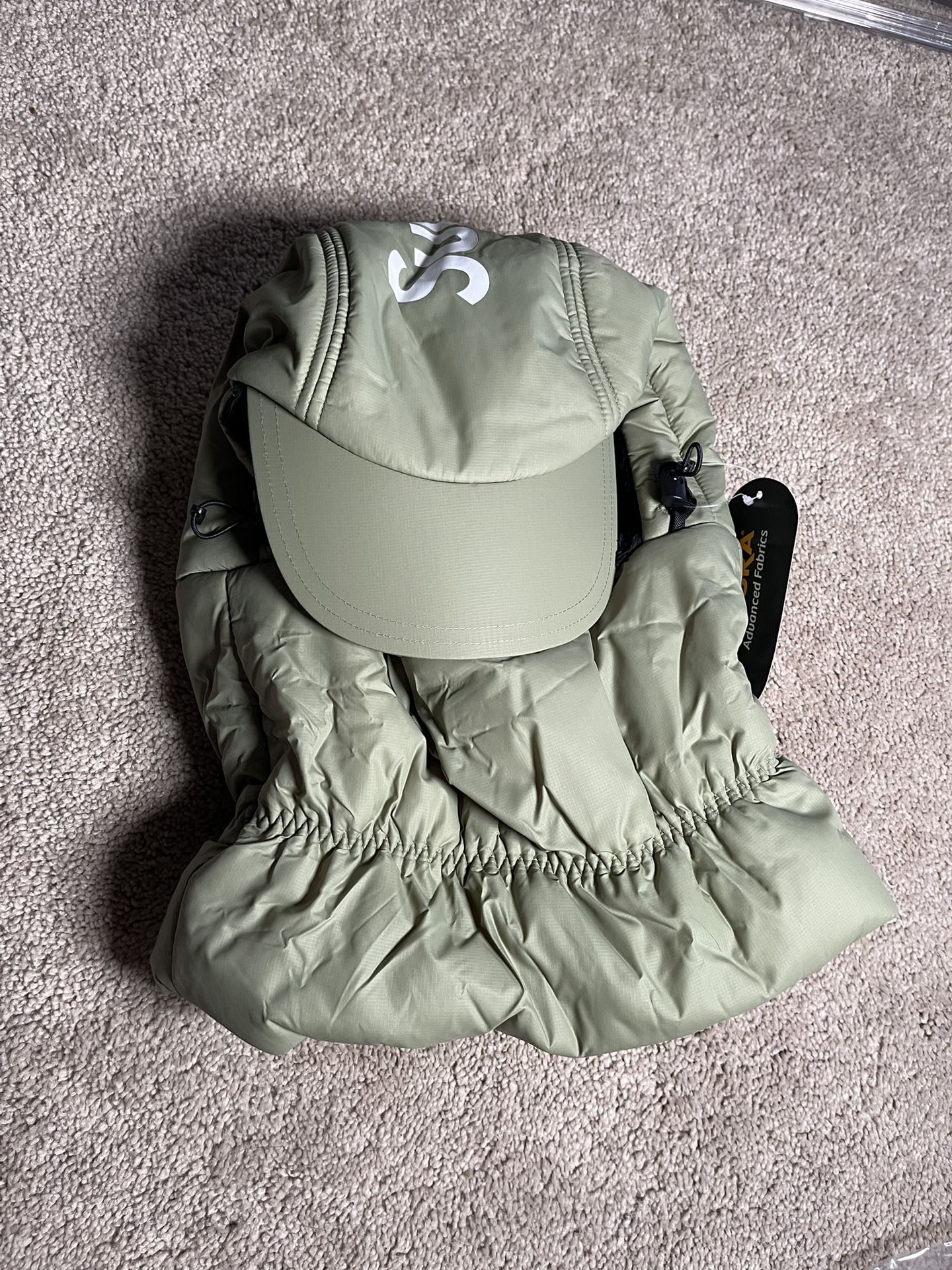 NWT Supreme NY Cordura Olive Puffer Big Logo Balaclava Hat Men's FW22