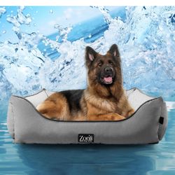 Cooling Dog Bed (Grey, 34" L x 29" W x 9.5" Th)