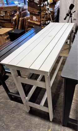 41" HDPE Outdoor Bar Table with 1.6" Umbrella Hole, white