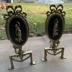 Antique Baroque Gold And Black Fire Irons