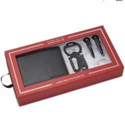 Perry Ellis Portfolio Men’s Pebble Wallet & Keychain With Tools/black/nib