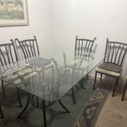 Glass Dining Room Table w/ 6 Chairs