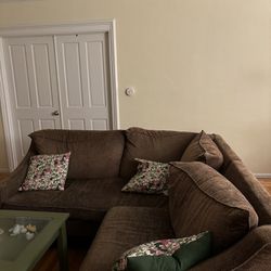 Custom L-Shaped Brown Couch