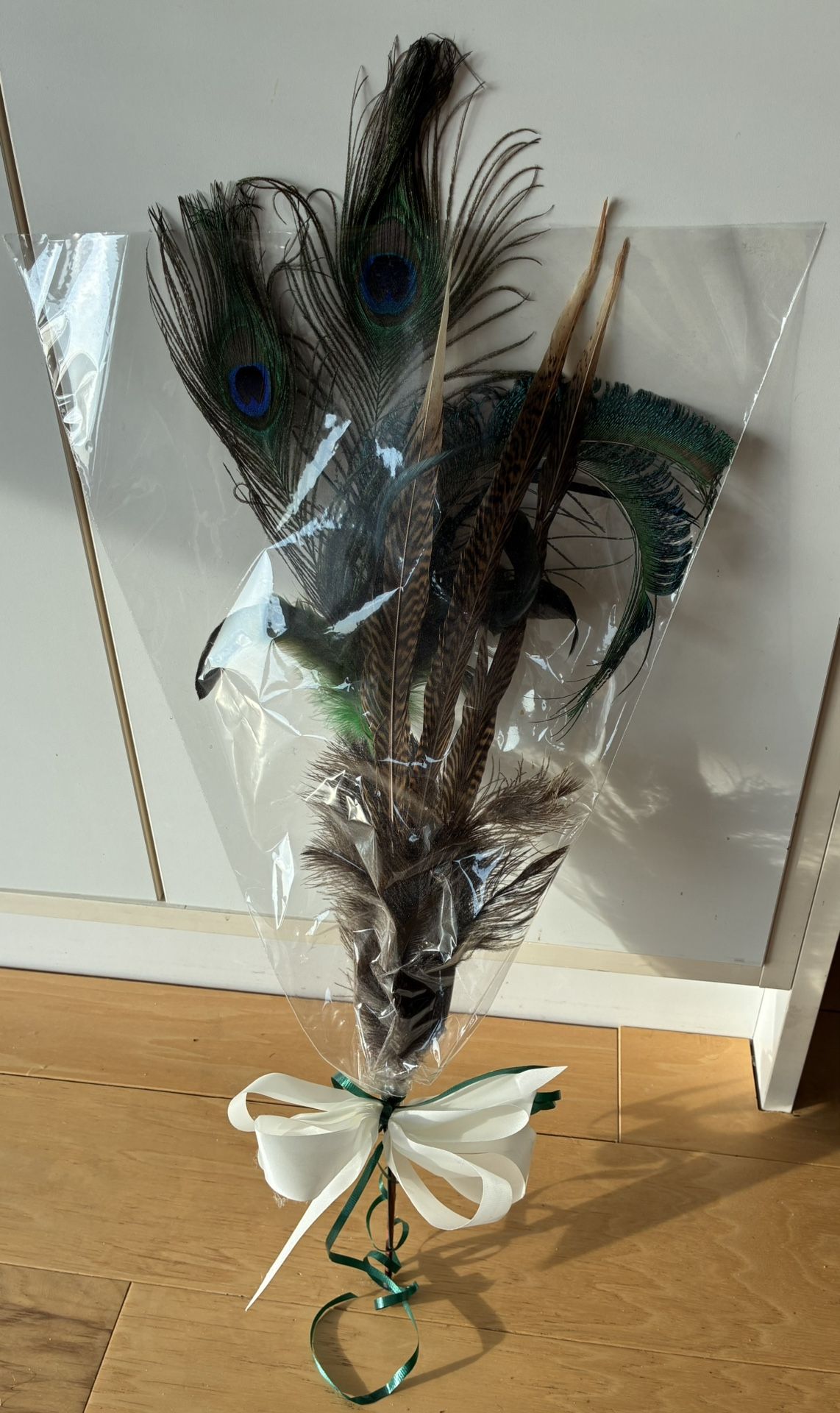 Peacock Eye Feather Bouquet, 25” High.
