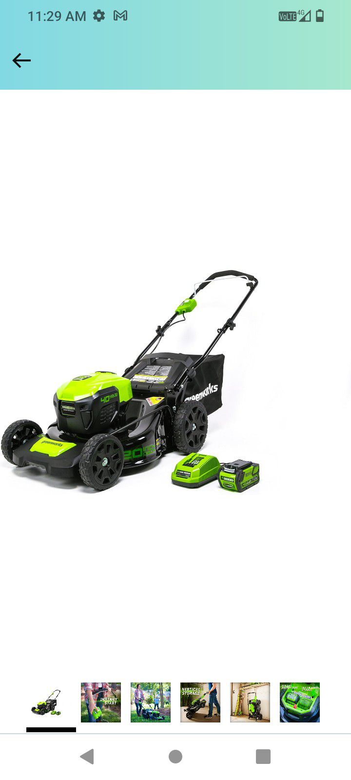 40 Volt Lithium Ion Max Brushless Cordless Electric Lawn Mower Great Condition Comes With One Battery  Charger And Bag Not Included 