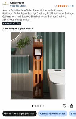 AmazerBath Bamboo Toilet Paper Holder with Storage