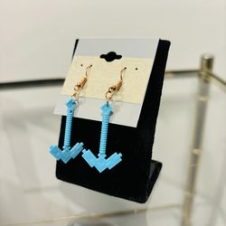 Minecraft Inspired Diamond Pickaxe Earrings