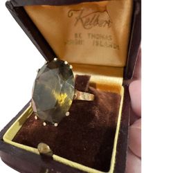 Vintage 9ct Gold Smoky Quartz Ring - (Size 5)