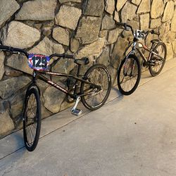 Two Junior XL Intense BMX race bikes