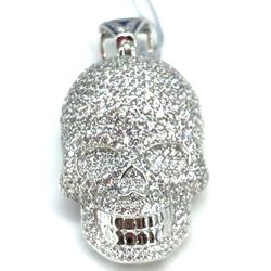 925 Sterling Silver CZ Skull Pendant 13.80g 194263/10