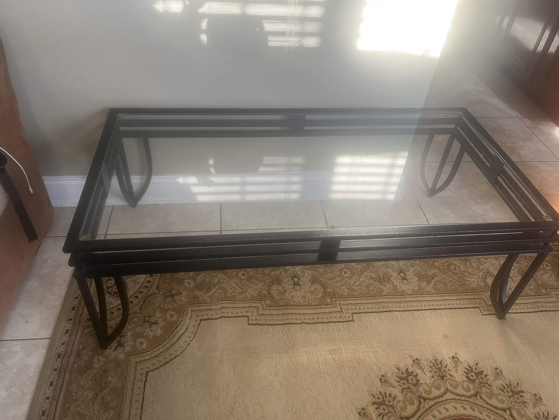 Glass Coffee Table And Lamb And End Table