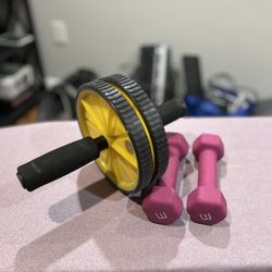 Ab Wheel and Dumbbells Set