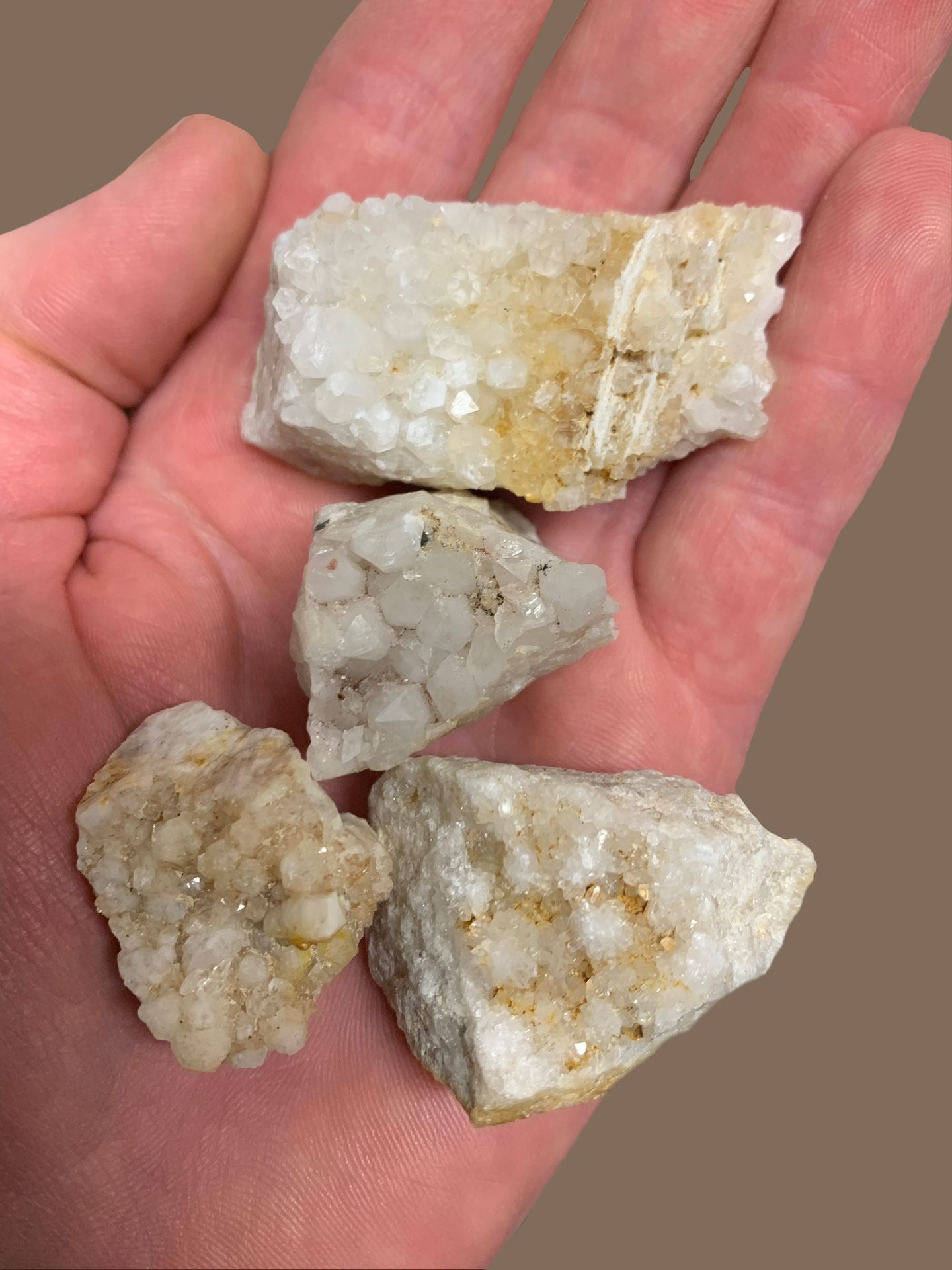Set Of 4 Quartz Crystal Clusters. Rocks Crystals Gemstones Minerals