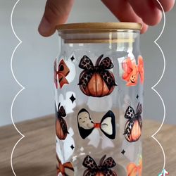 Libbey Glass Can Cup Fall Pumpkins