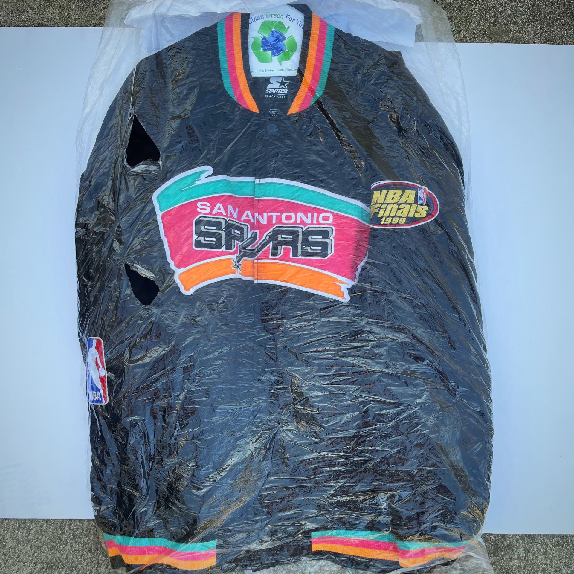 San Antonio Spurs Black Label Starter Jacket 2XL Rare 