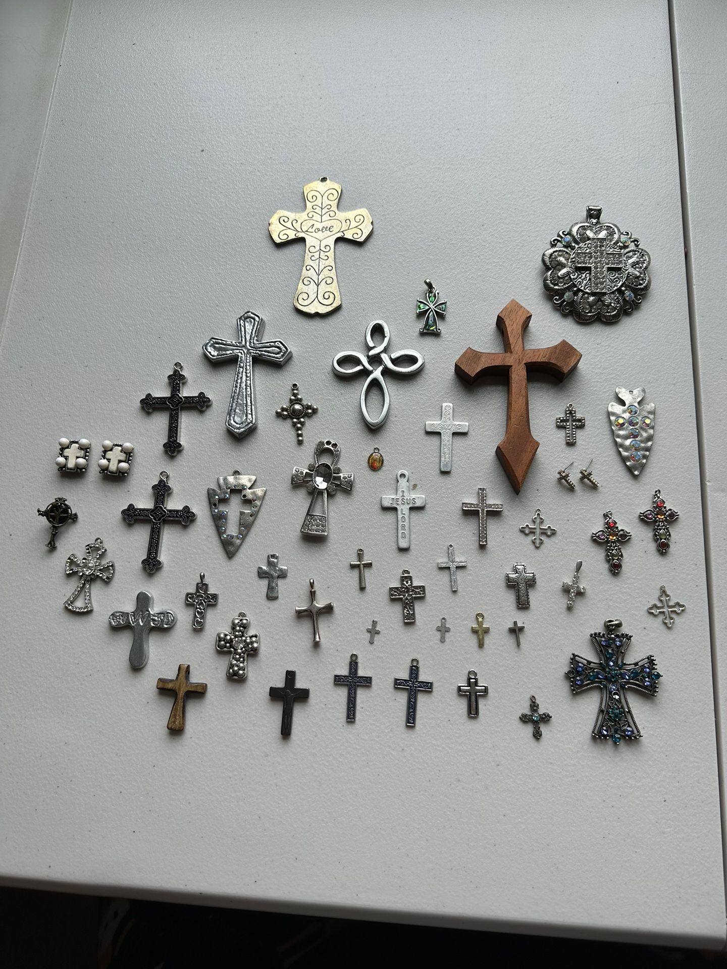 Bag Of Miscellaneous Crosses (earrings, Pendants, Charms, Etc.)