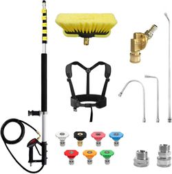 RAYNEL 25FT Telescoping Pressure Washer Extension Wand with Brush Head#2508LR6