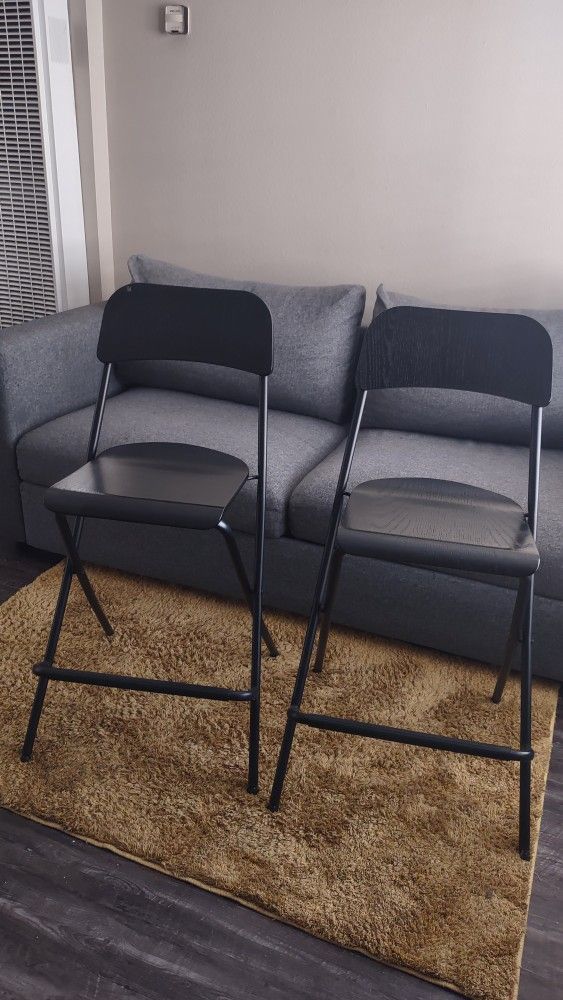 Bar stools with backrest Foldable IKEA Franklin Black
