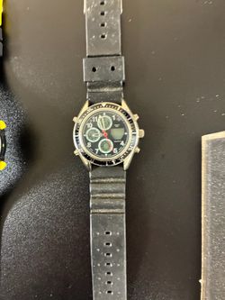 Ana-Digi Chronograph Watch Black Rubber Strap