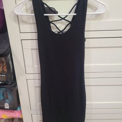 Black, Mini Dress. Criss-cross Detailing In The Back.