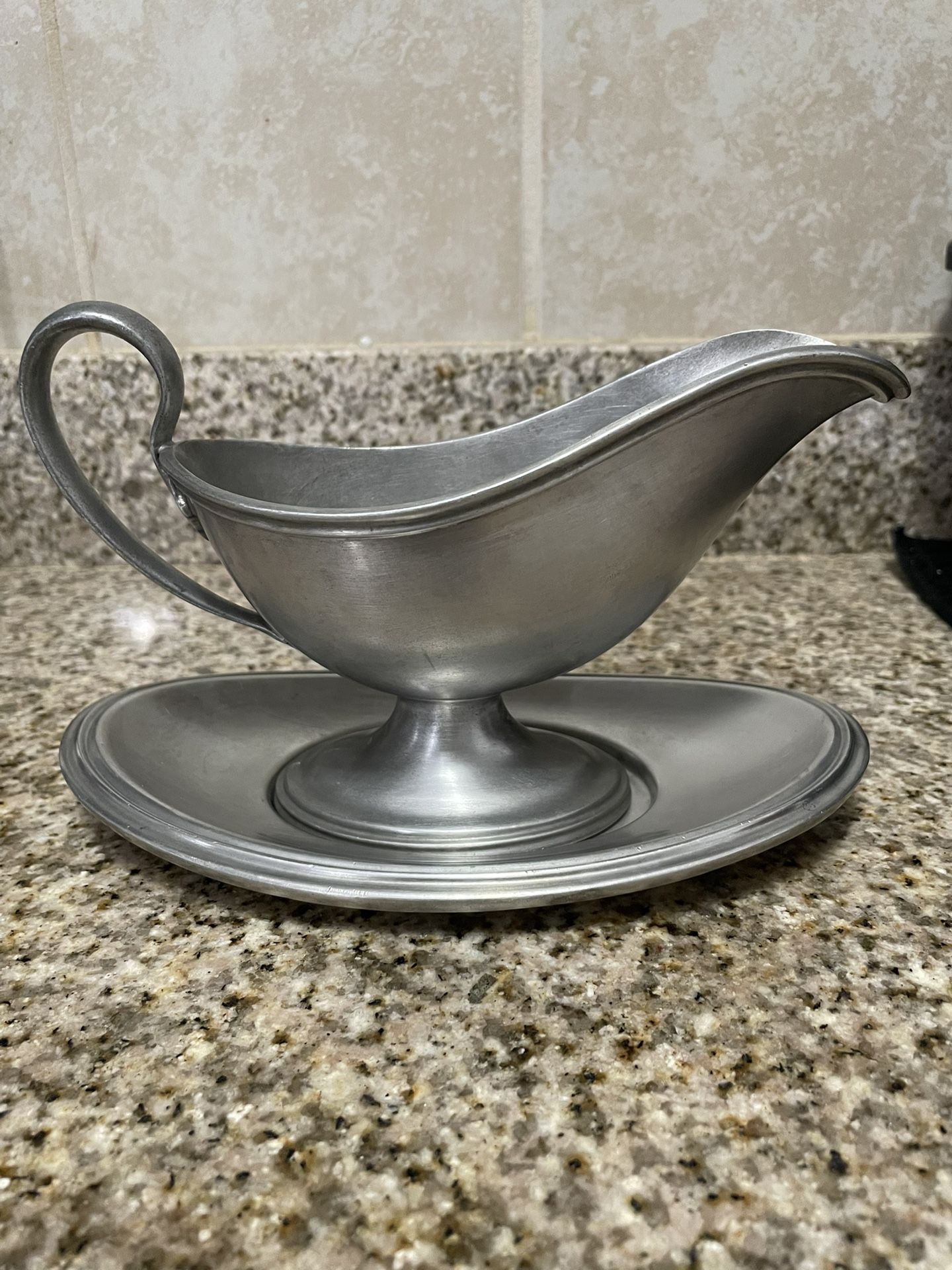 RARE…1929 REED AND BARTON PEWTER GRAVY BOAT AND DISH