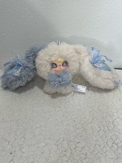 ZAZA BB TOY Soft Little Cloud Plush Pendant- blue/white bunny with glitter eyes