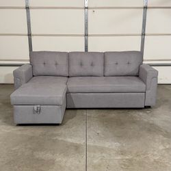 New Gray Sofa Bed Sectional / Couch with Chaise (Can Deliver)