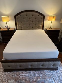 Queen Solid Wood Upholstered Bed Frame
