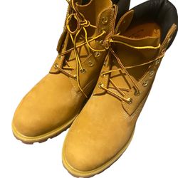 TIMBERLAND PRENIUM 6 IN WATERPROOF BOOT WHEAT NUBUCK, SIZE 10.5 YELLOW