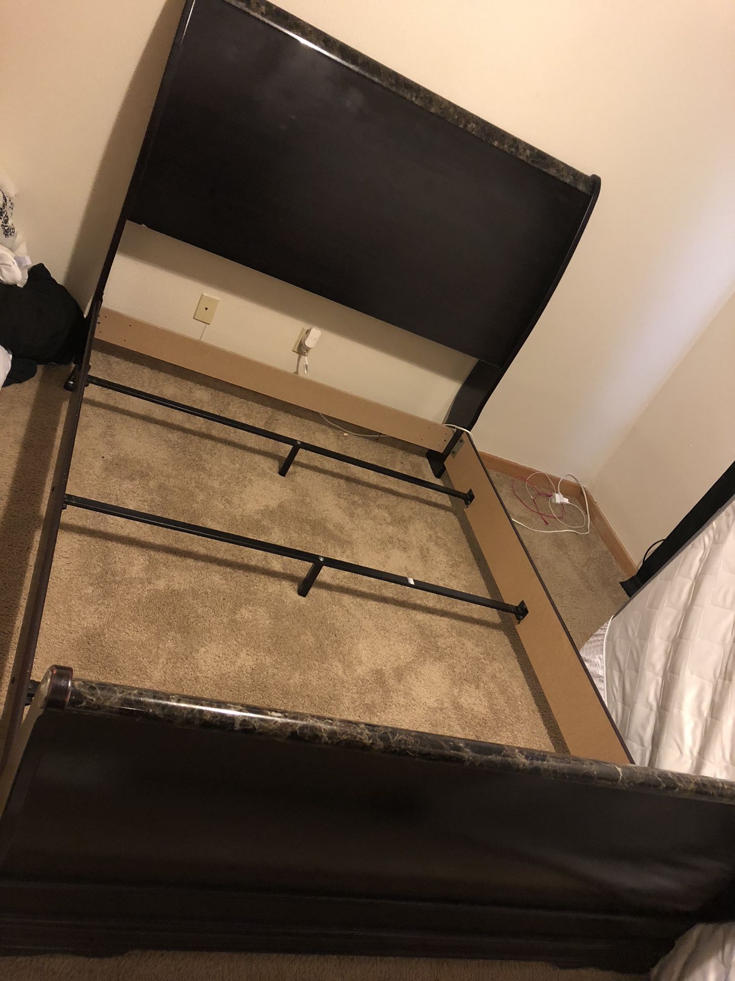 Queen size bed frame and dresser with mirror