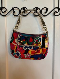 Coach Poppy multicolor with champagne gold leather