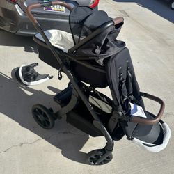 Momcozy ChangeGo Baby Stroller, Convertible Single-to-Double-to-Wagon Stroller with 23 Configurations, Bassinet, Seat Included, Large PU Wheels, All-W