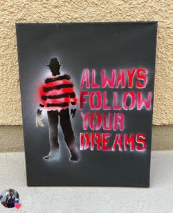 Freddy Krueger ‘Follow Your Dreams’ 16x20 Graffiti Canvas
