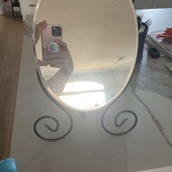 Antique Oval Desk Mirror 