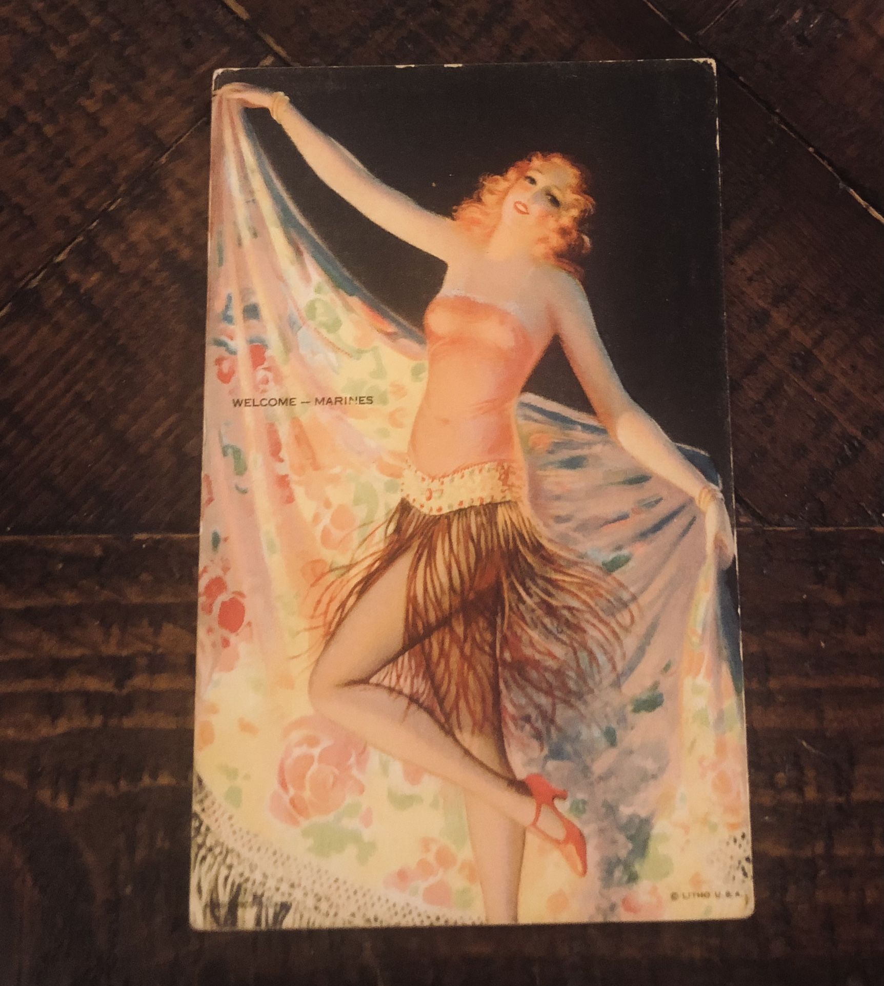Rare Vintage/Antique Risqué Pin Up Girl 1940s Card/Postcard GC 3.5 x 5.5