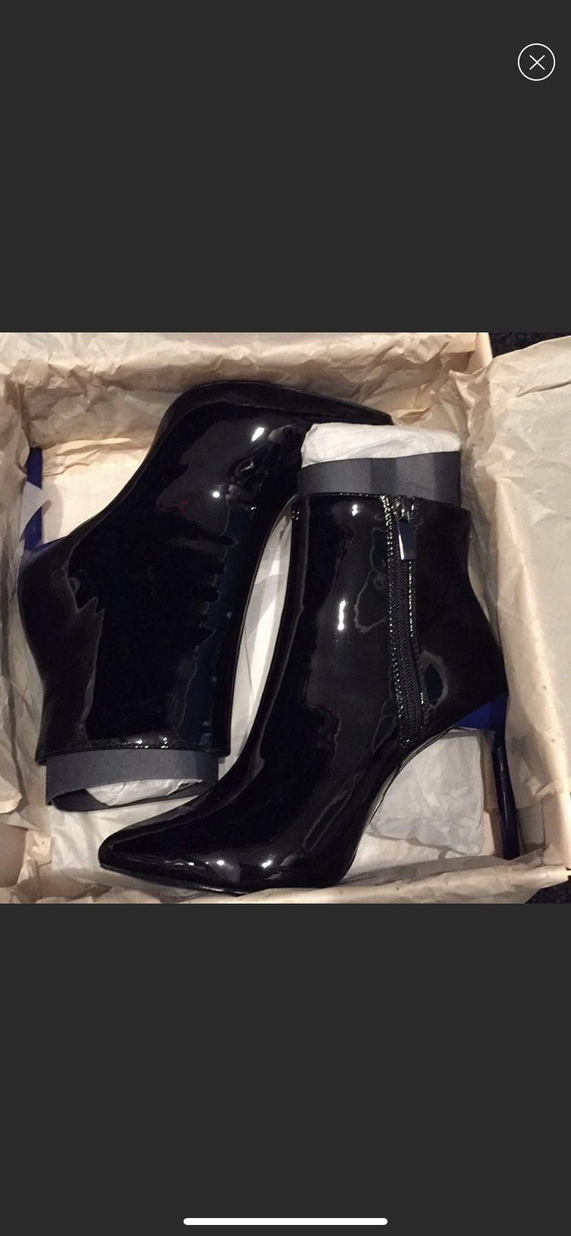 BCBG black patent leather bootie women’s size 5